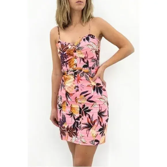strapless open back dress Farm Rio Pink Flower Maxi Dress  Monelle Vermont